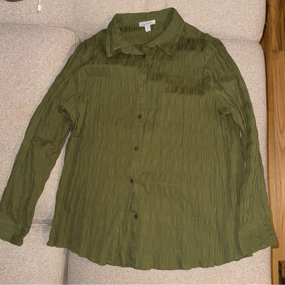 Olive Green Button-Up Top